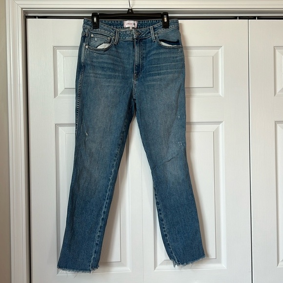 Sundry Denim Jeans Distressed High Rise Straight Leg Raw Hem‎ Light Wash 30 - Picture 1 of 8